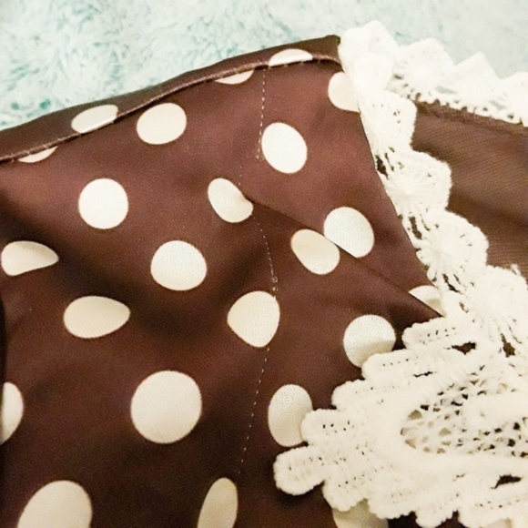 PinUp Satin Brown White Polka Dot Rockabilly Dress - Picture 8 of 8